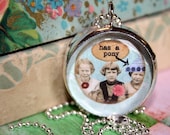 Horse necklace, Big chunky soldered glass art bauble pendant, funny charm