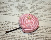 Pale pink Flower bobby pin, bridesmaid hair accessory, pale pink rolled satin rosette flower hair clip
