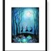 Witches Dancing Under the Moon - Haunted Mushroom Forest Woodland Fairy - 8.5 x 11 Painting Print