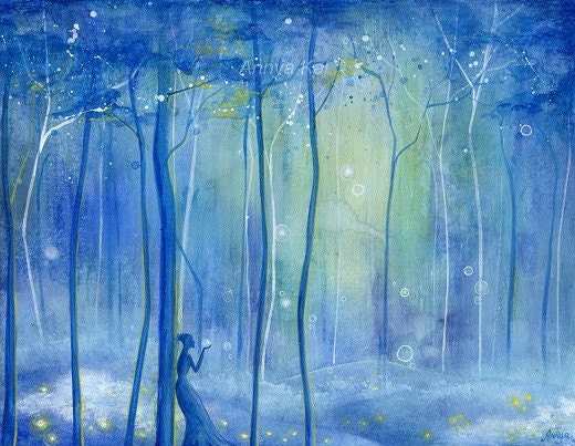 Fairy Fantasy Forest - Enchanted Woodland Fairytale with Blue Lights and Fireflies