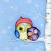 Owl in a Little Red Beret - Painting by Annya Kai - Owl Decor Snow and Birch Trees with Adorable Owl Couple