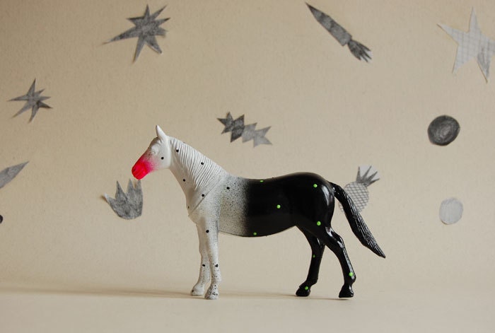 black ombré horse