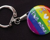 I heart my two moms LGBT lesbian keychain