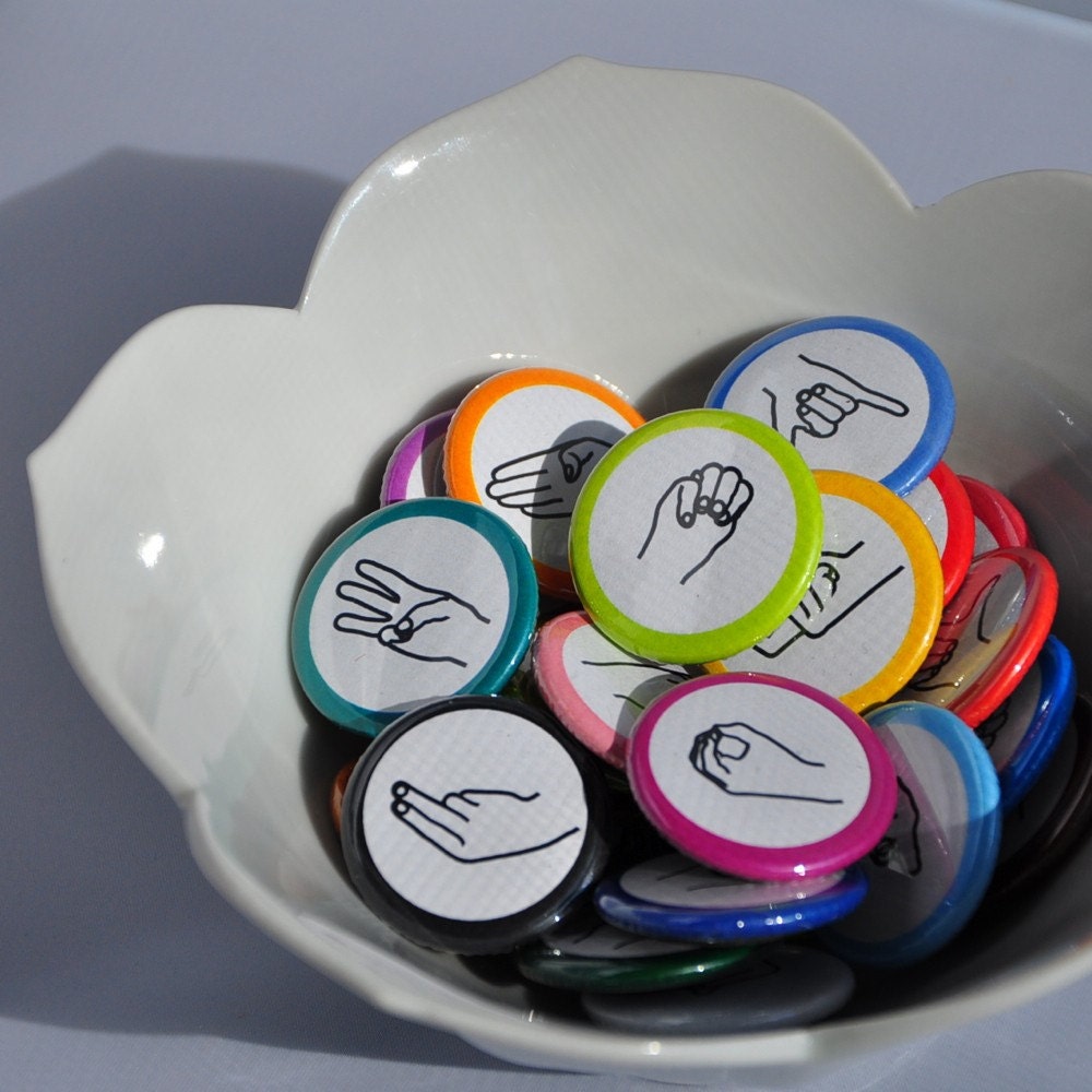 American Sign Language Alphabet Button Fridge Magnet Set