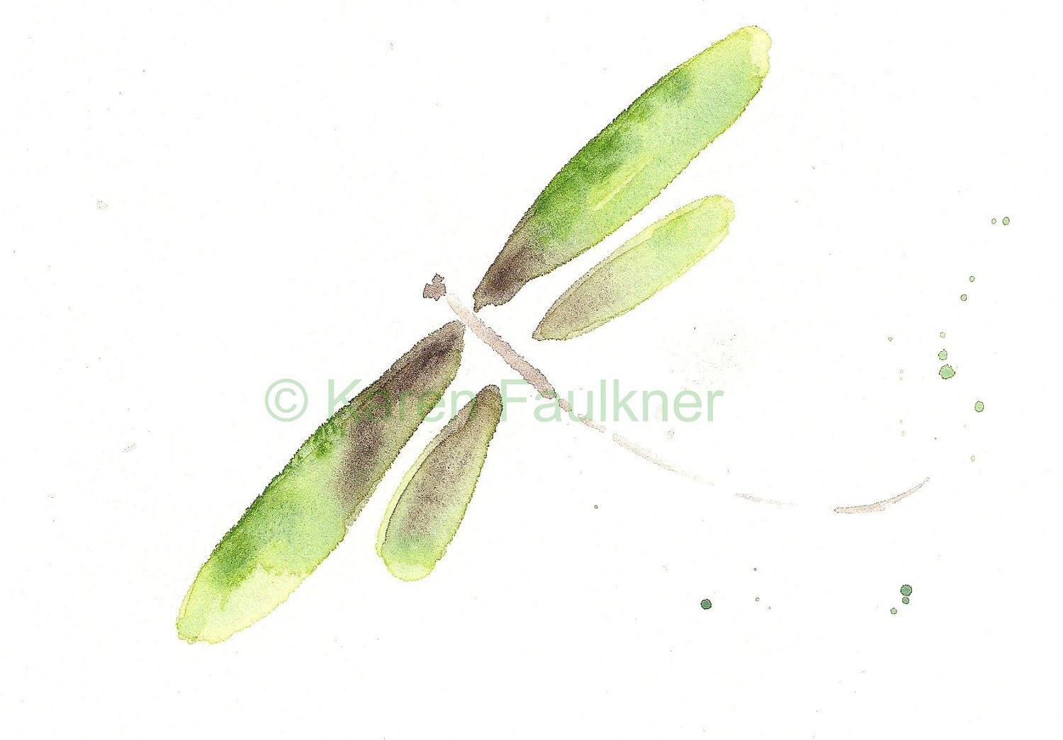 Art, Print, Giclee Print of Watercolor Painting: Green Dragon