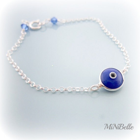 Evil Eye Bracelet. Blue Evil Eye Sterling Silver Bracelet