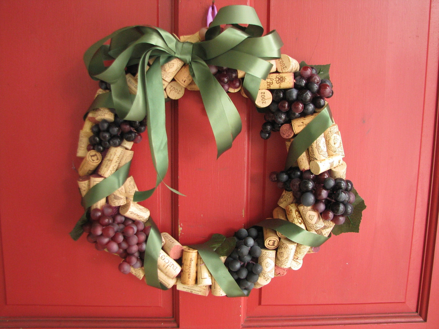 Custom Recycled Cork Wreath With Grapes