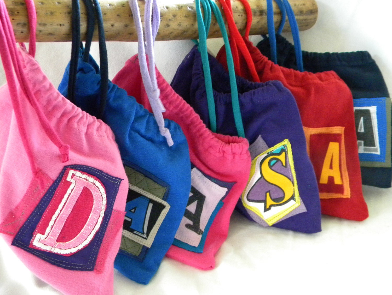 Initial Pouches Custom Six Larger Initial Pouch Letter upcycled repurposed t shirt sleeve Choose COLORS