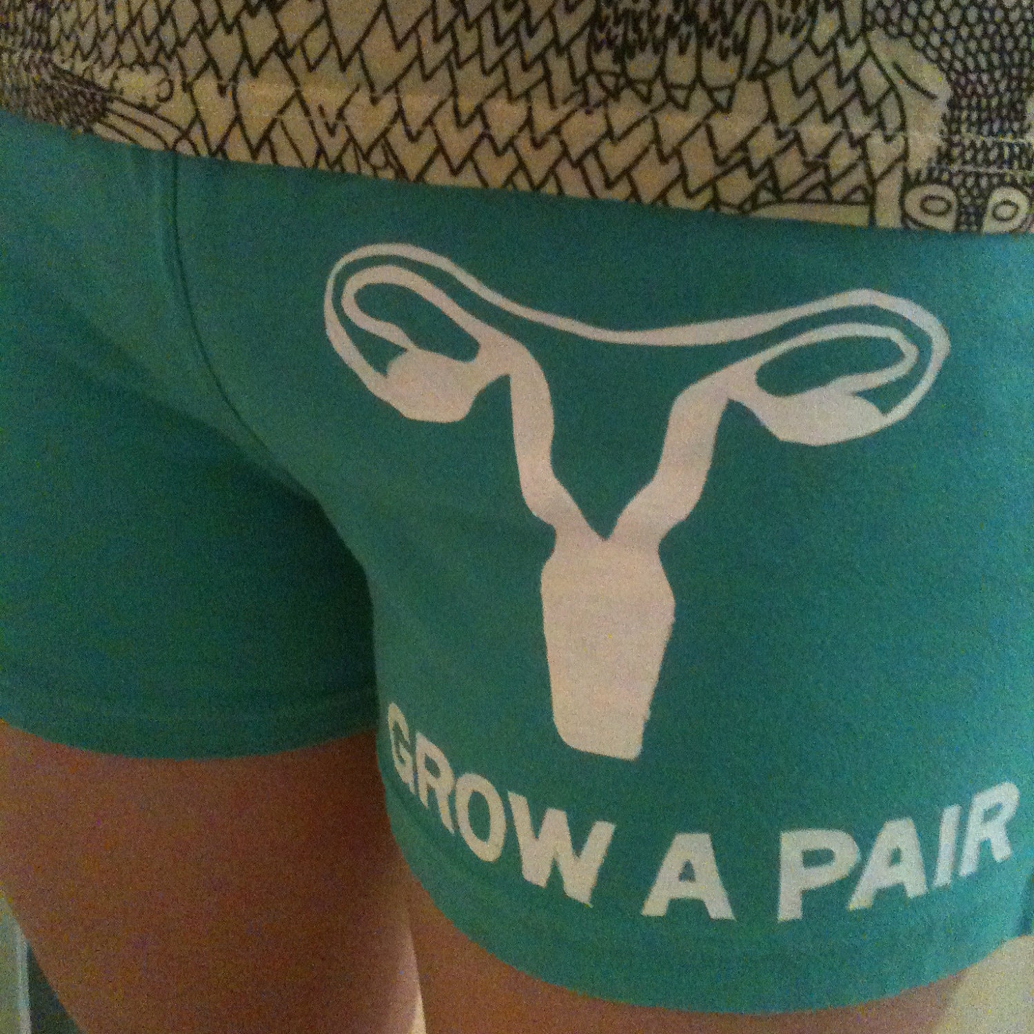 Grow a Pair Uterus Feminist Stencil DENIM Shorts