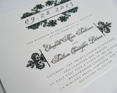 Damask Wedding Invitations - Traditional Black and White Wedding Invitation