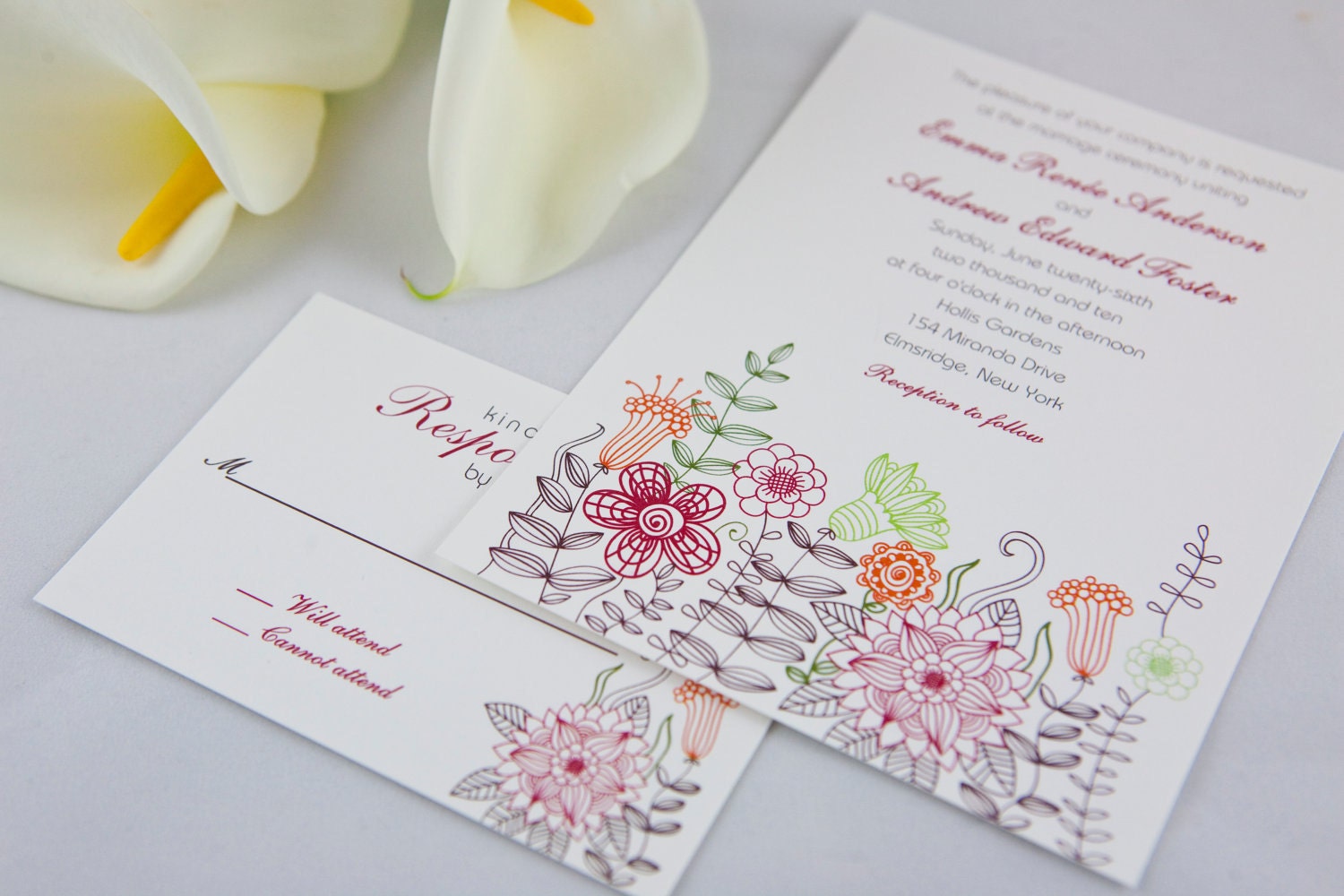 Retro Flower Wedding Invitations