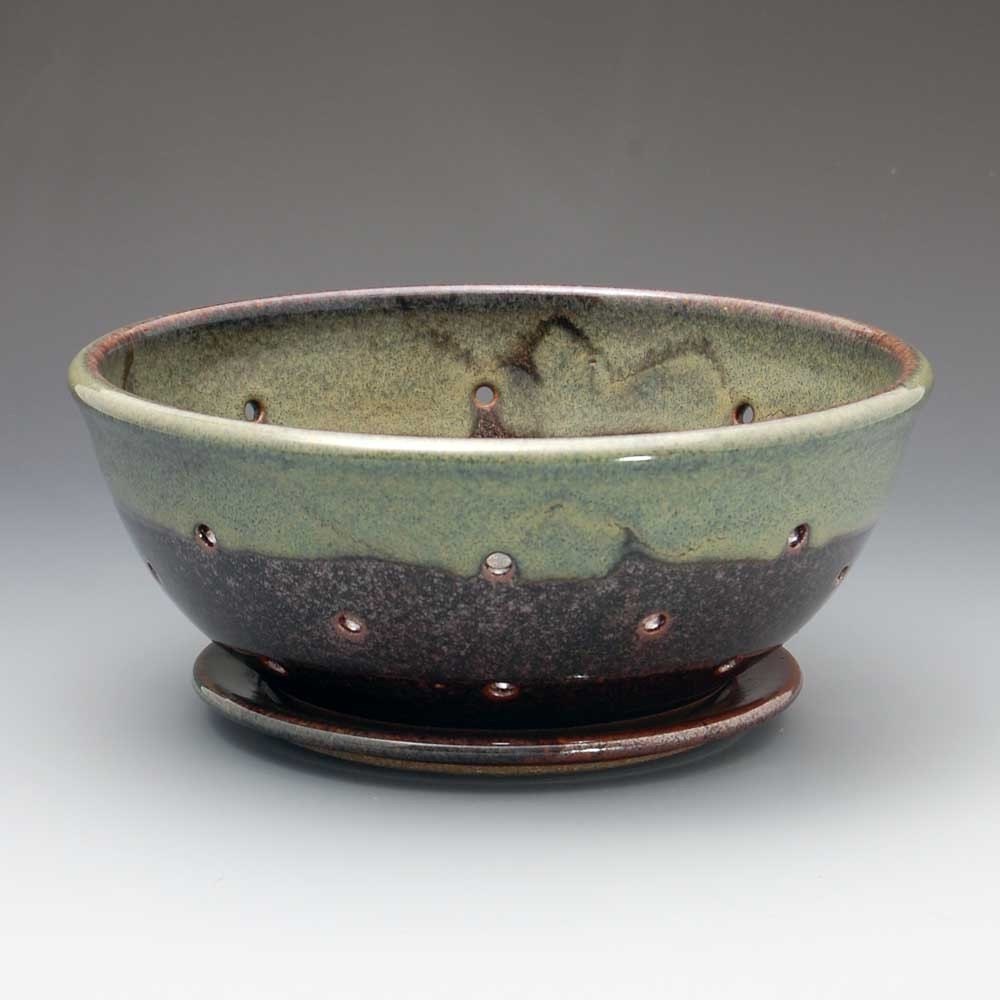 Small Berry Bowl- Brown Green Glaze