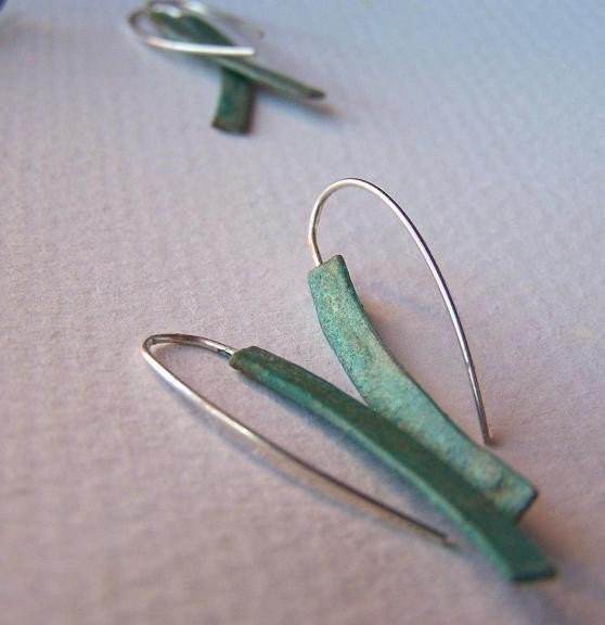 1 1/4 inch Verdigris Earrings