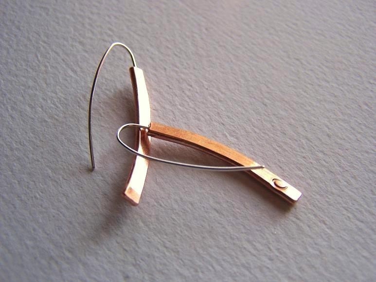 Copper Extra Small Minimalist Earrings (1 1/4 inch long)