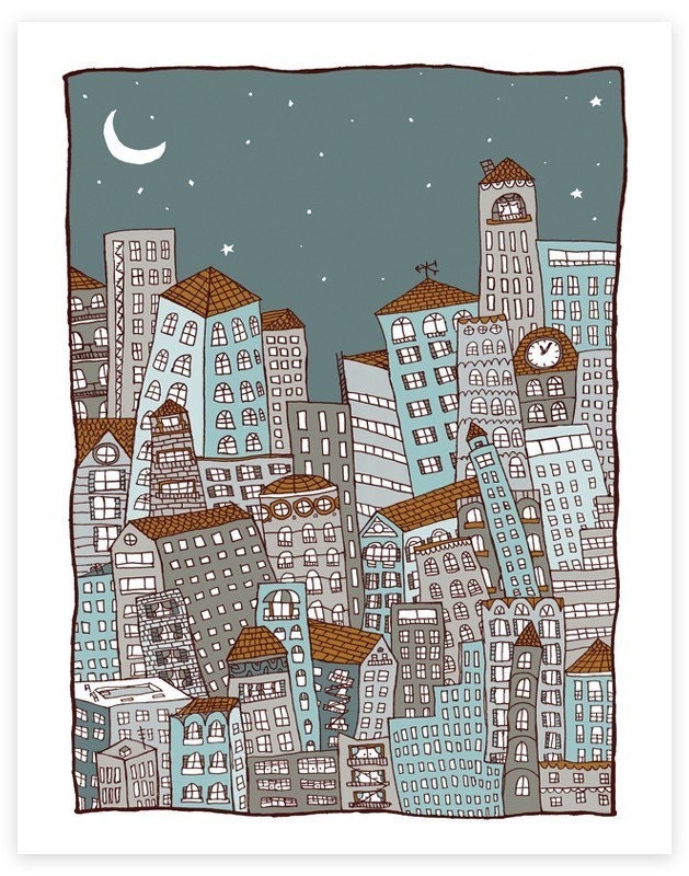 nighttime in the city - 11x14 - nateduval