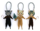 Christmas Cats Holiday Ornaments - Chenille Christmas Animal Ornaments