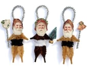 Old World Primitive Ornaments - Christmas Chenille Santa Ornaments - Under 25