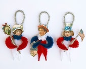 Fourth of July Decorations - Patriotic Chenille Ornaments - Americana Home Decor