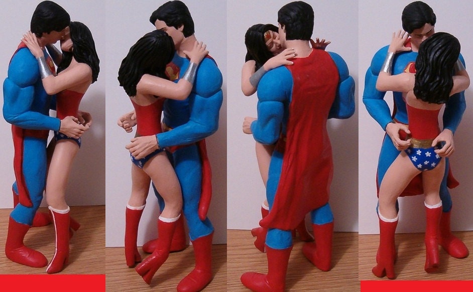 Custom Wedding Cake Toppers Figure set - Kissing Superheroes - Your Choice