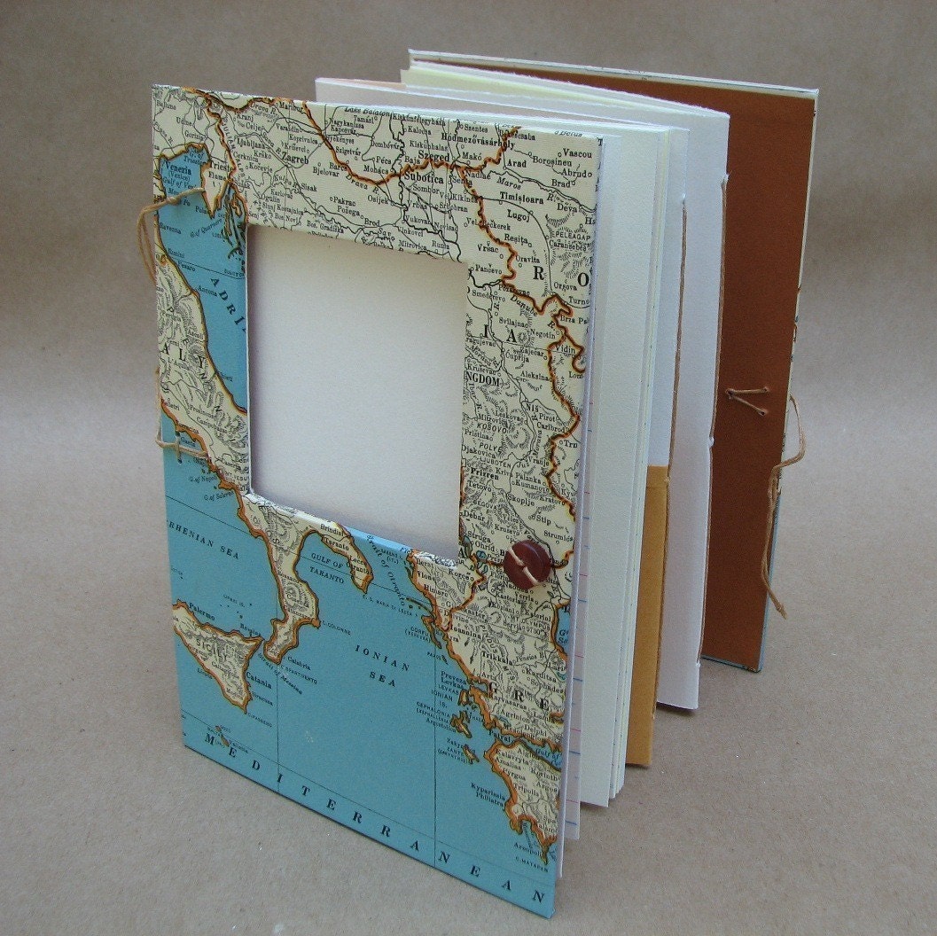 Versatile Travel Journal with Map Handmade for Artists, Collectors and Writers Made to Order for You