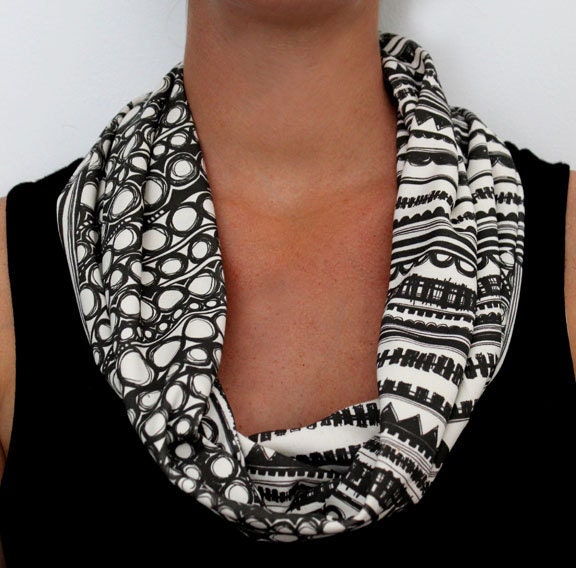 Organic Cotton Knit Scarf - Geo