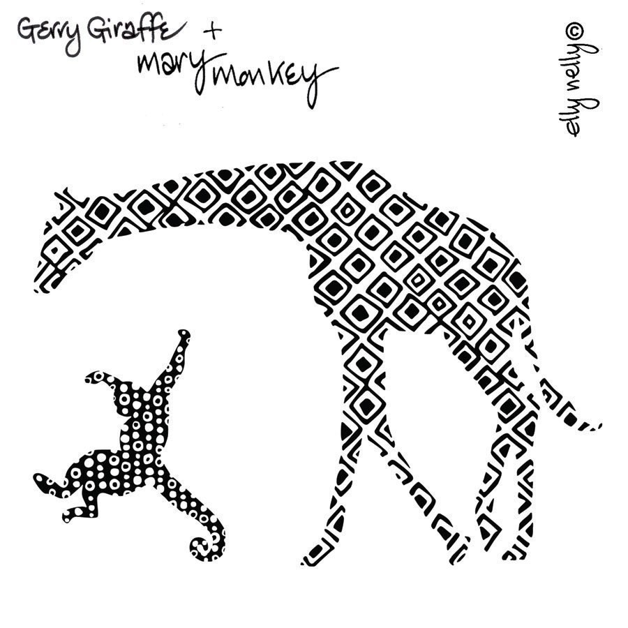 Gerry Giraffe and Mary Monkey Wall Graphic