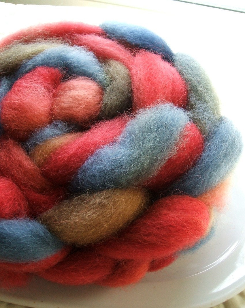 American Romney Wool Roving 5 oz Kettle Dyed for Spinning or Weaving DIVIDED