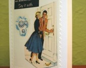 On Anniversaries Say It With - Greeting Card - Vintage Urban Girl - Telling Stories Series - Handmade