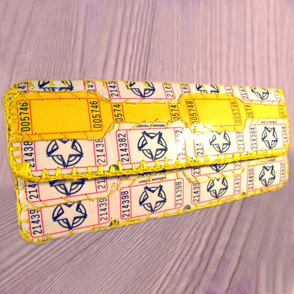 White and Yellow Raffle Ticket Wallet