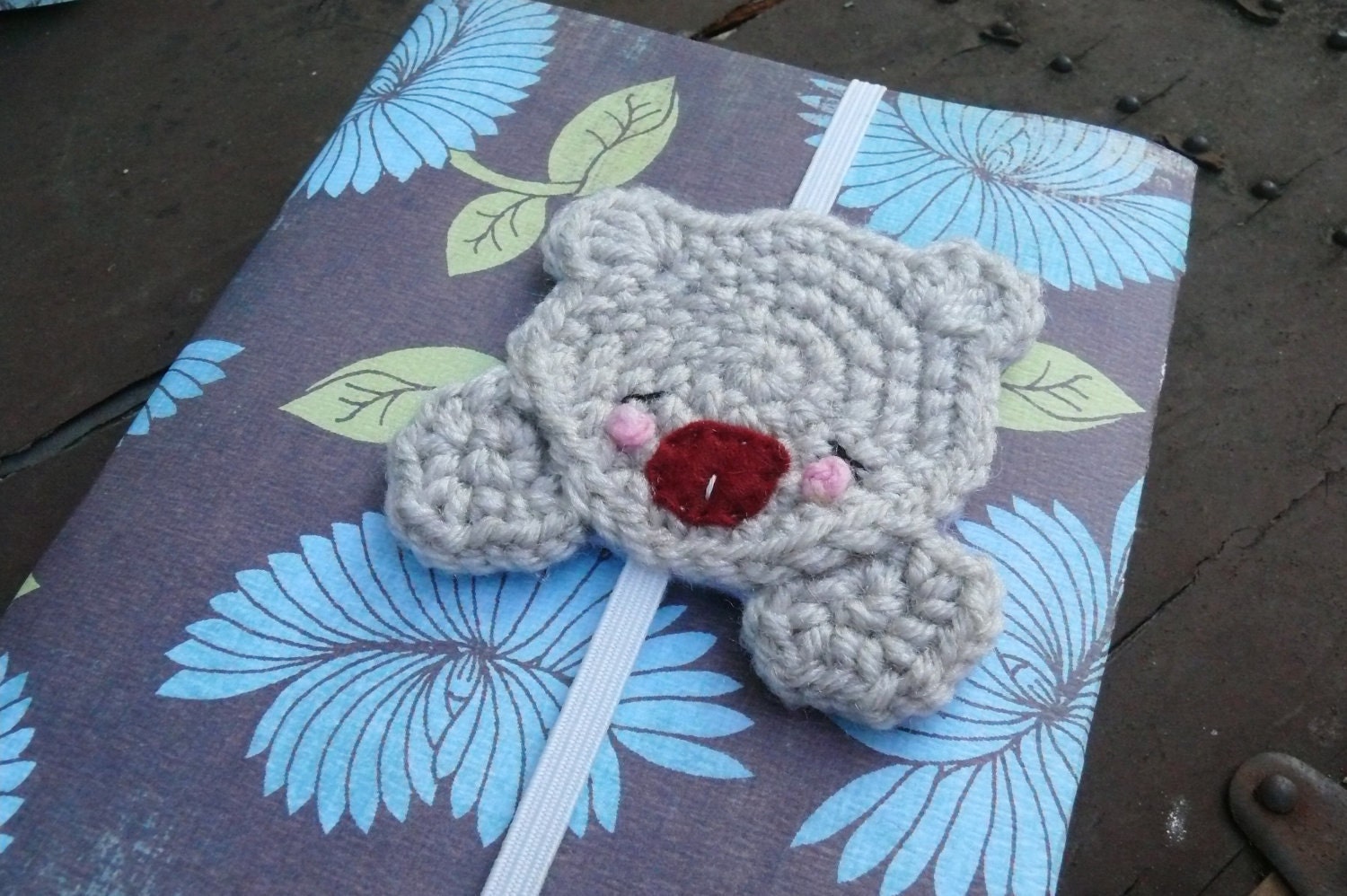Bear Shaped Bookmark Crocheted/Embroidered