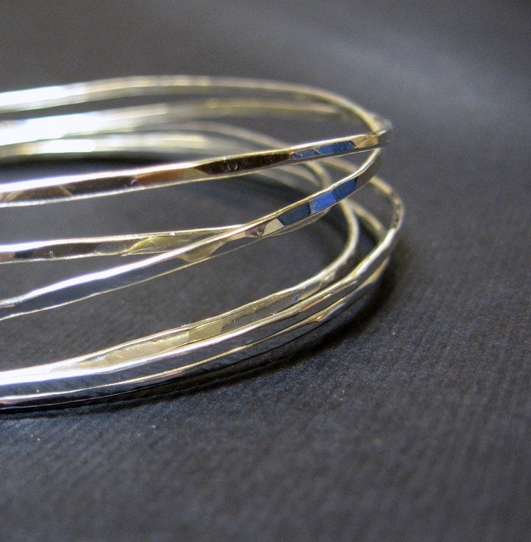 Tangle Bangle- sterling silver bangle bracelet wrapped six times around