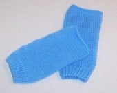 Hand Knit Baby Blue Fingerless Mitten Gloves