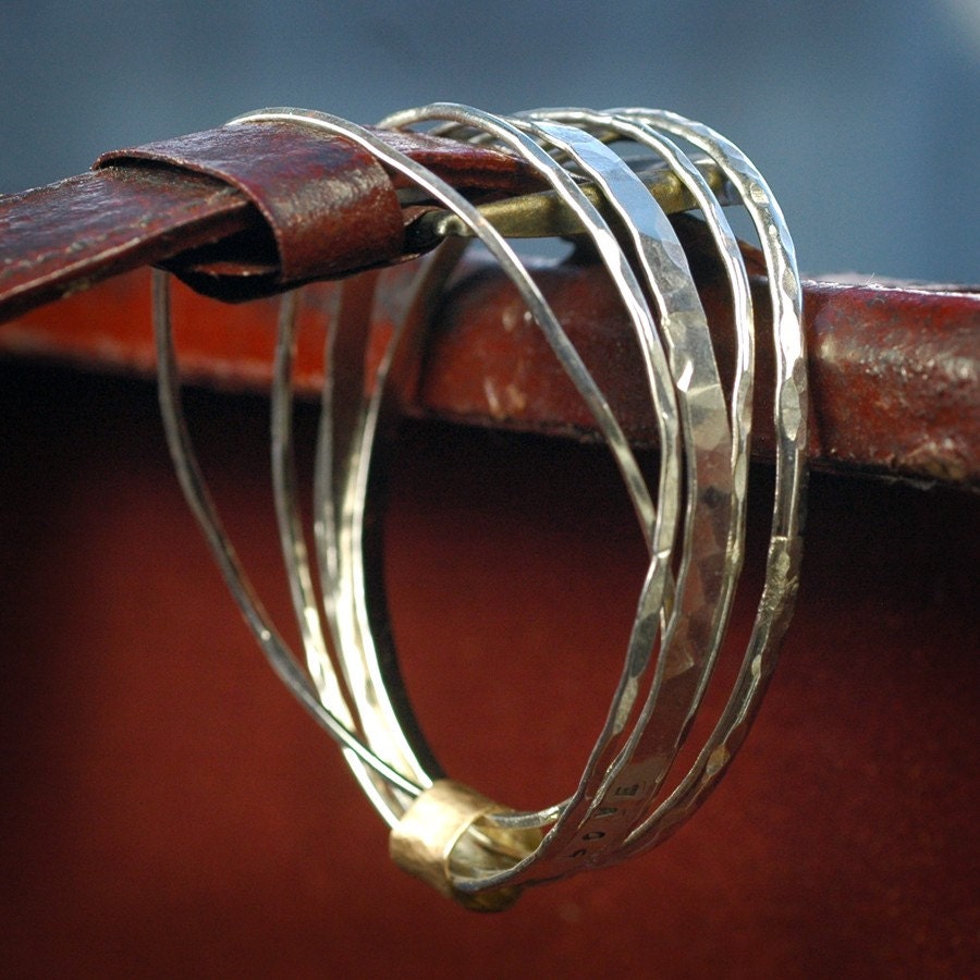 Stacking Bangle Bracelet - Silver wrapped in Gold - Luxe handcrafted artisan jewelry for her - Recycled and Eco Friendly metal
