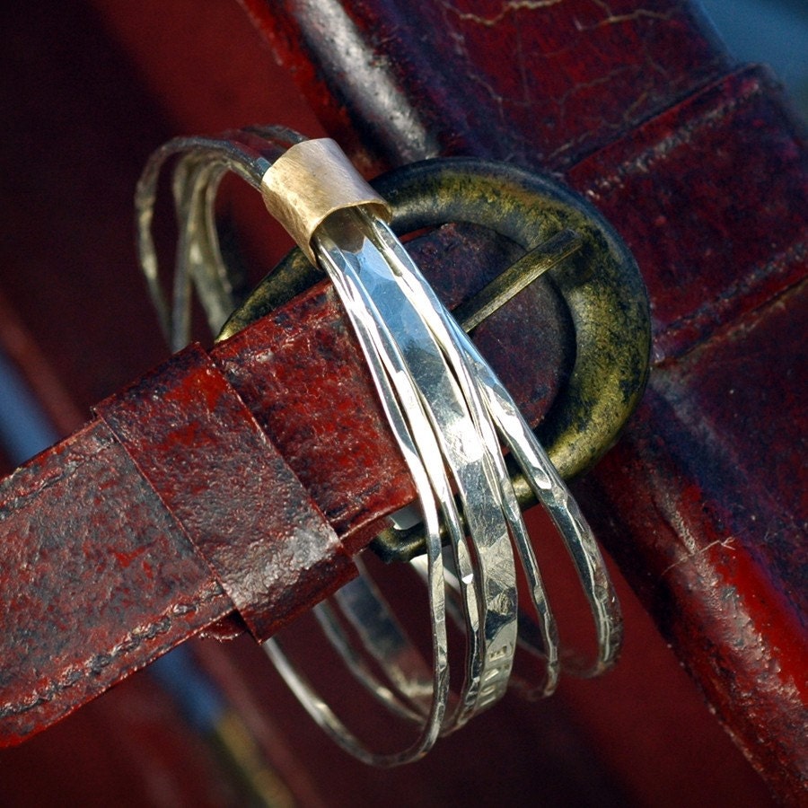 Stacking Bangle Bracelet - Silver wrapped in Gold - Luxe handcrafted artisan jewelry for her - Recycled and Eco Friendly metal