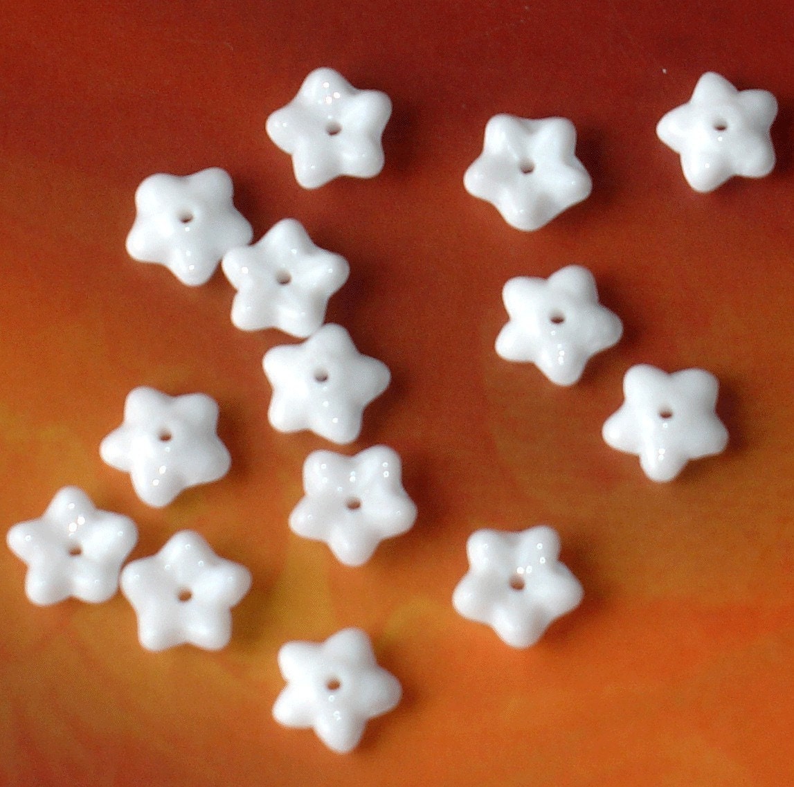Czech pressed glass  white flower bead cap 7mm - 40