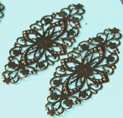 Antiqued Brass filigree wrap 82X35mm - 10 pcs