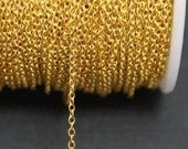 32ft Spool of Gold color plated brass round cable chain 1.5mm
