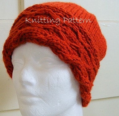 Diamond Cable Brim Handknit Hat PDF Knitting Pattern