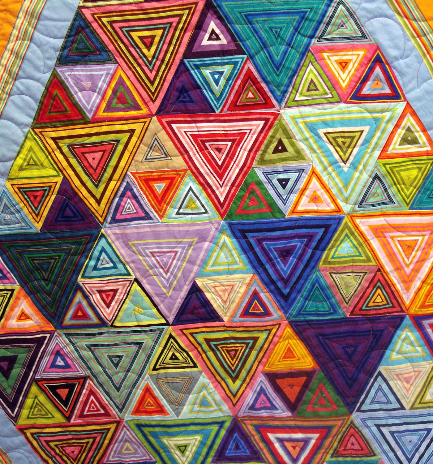 Twin Quilt In Colorful Striped Triangles - uniquelynancy