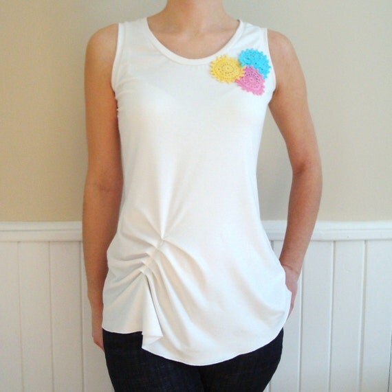 Summer Doily top made in eco friendly bamboo with recycled doilies