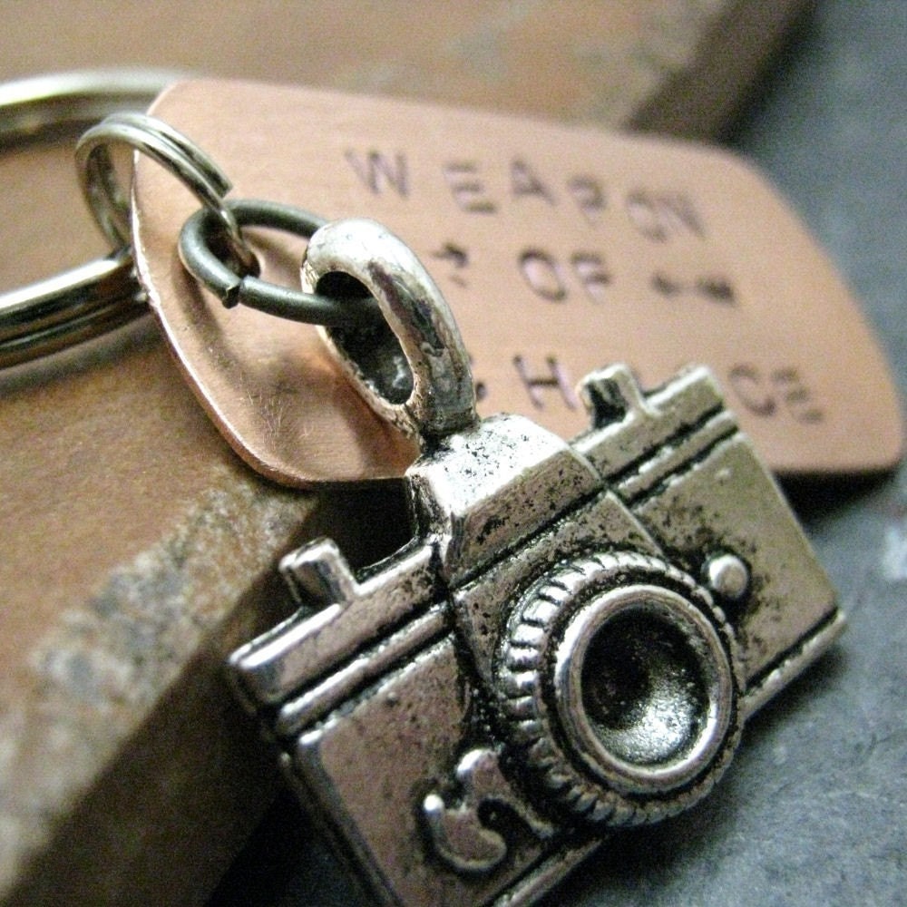 CAMERA Weapon of Choice Stamped Keychain alt charms available, best selling design