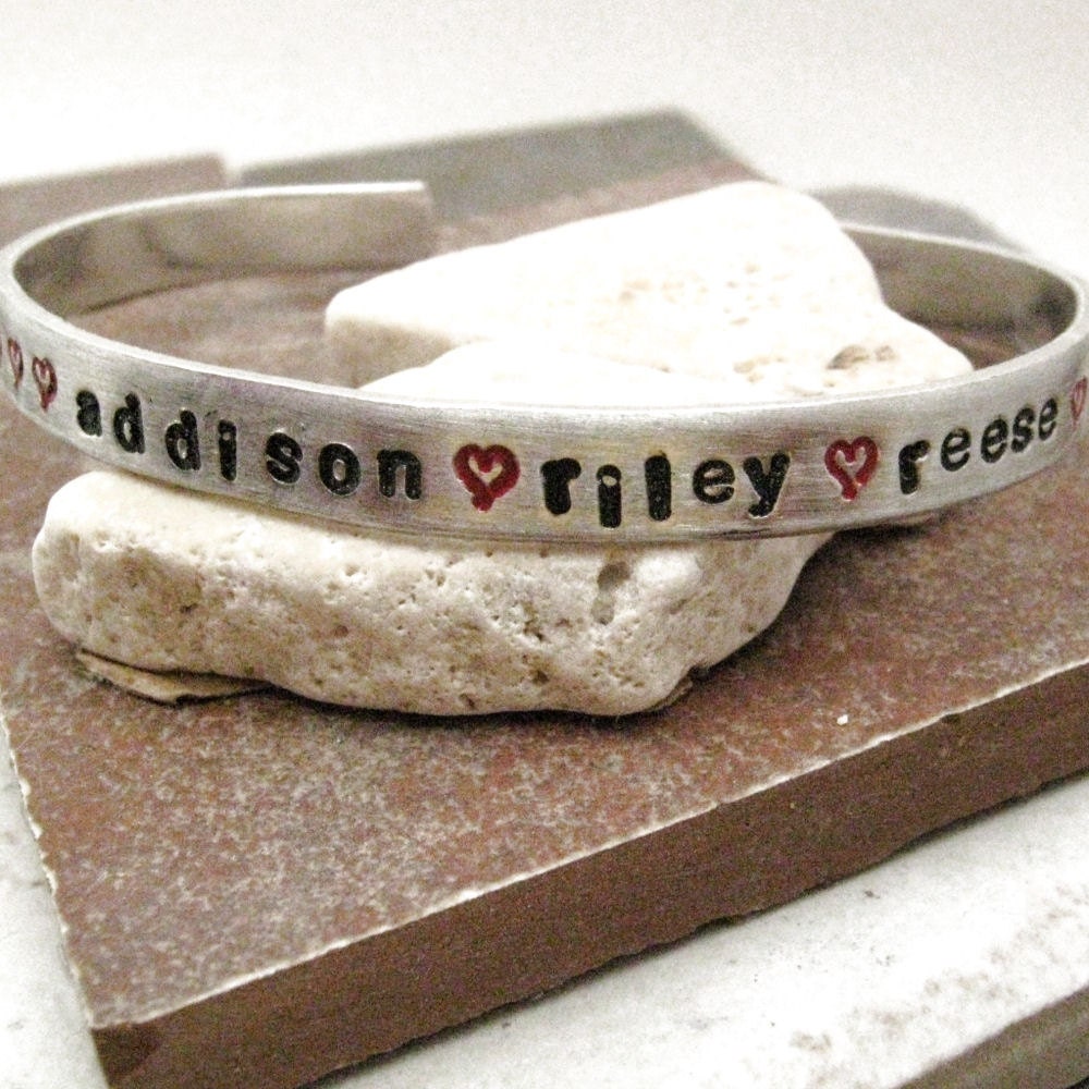 Personalized Mother's Bracelet, Aluminum Cuff, 2 colors, great gift for grandma too, children's names, made to order, best selling design