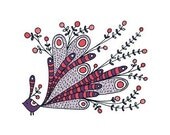 Mina -limited edition gocco screen print -Exotic Bird Series