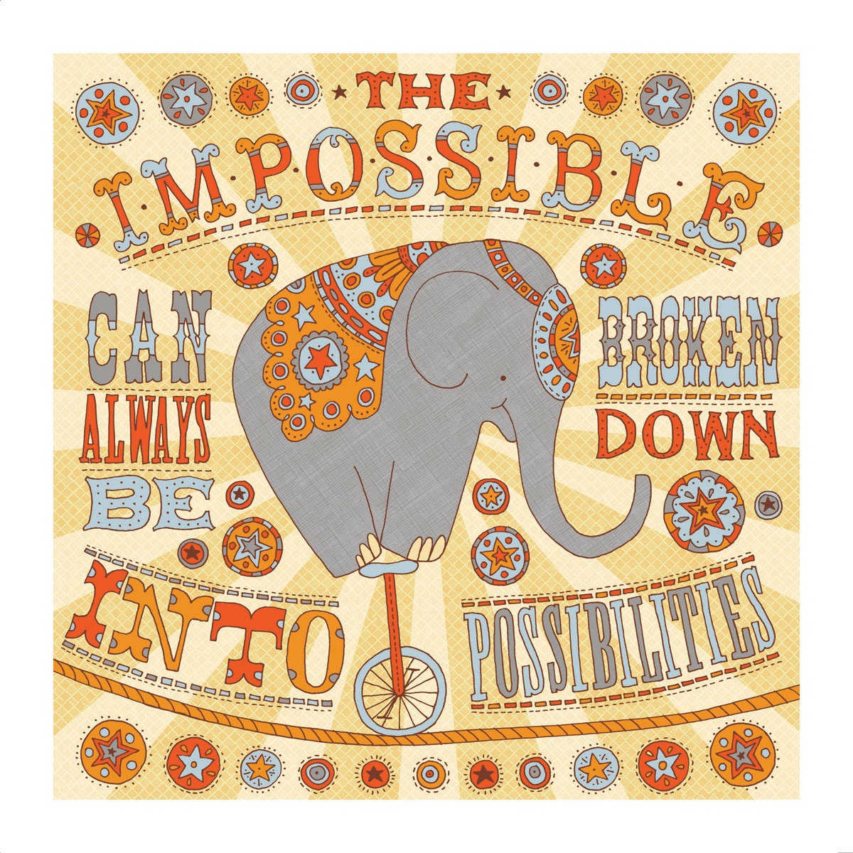 The Amazing Elepant 8x8 digital print of original illustration