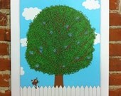 Owl Tree limited edition screen print 18 x 24