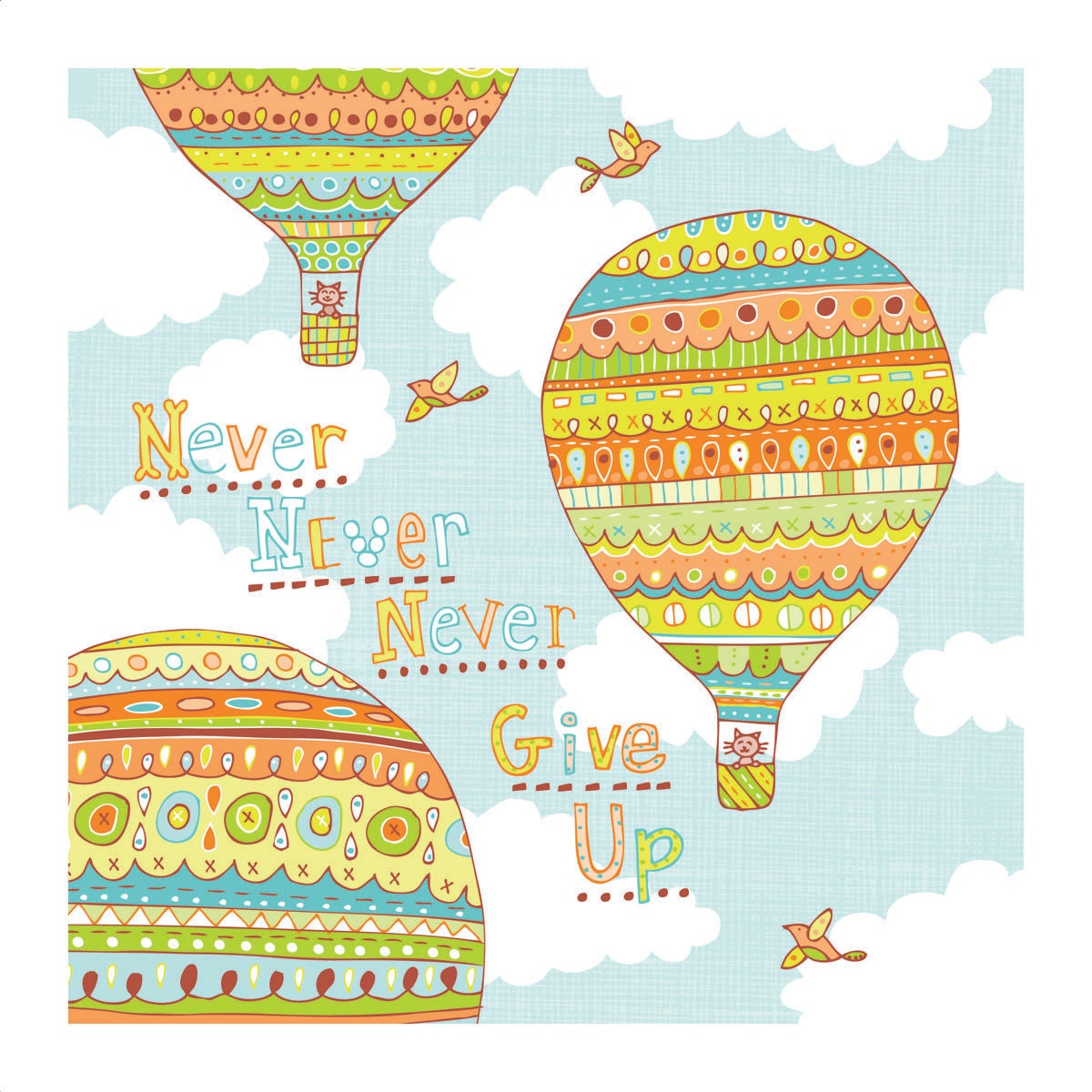 Hot Air Balloons 8x8 digital print of original illustration