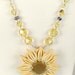 Necklace Jonquil Mint Swarovski Crystals w Floral Pendant