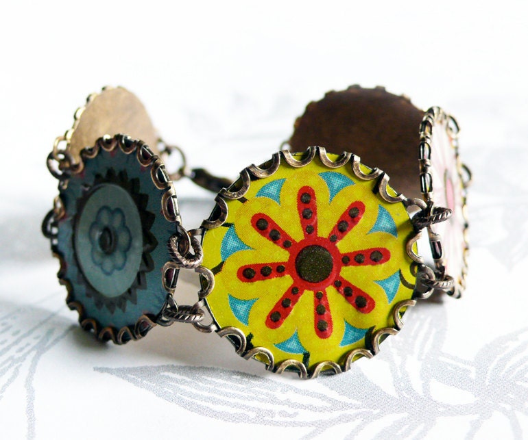 sugar - vintage tin and brass bracelet