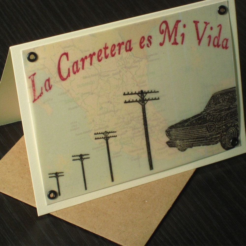 La Carretera es Mi Vida - Vellum Screen-Printed Mexico Map and Car Card