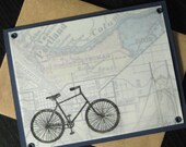 Portland Map and Bike - Screen-Printed Card